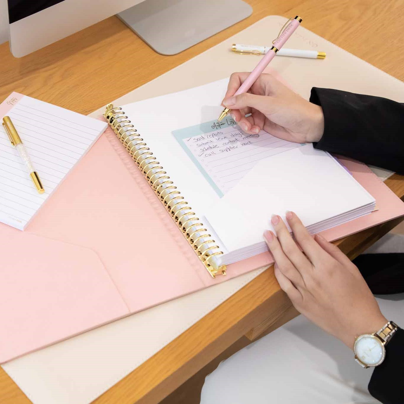 A4 Binder Notebook (with tab dividers) - Blush Pink