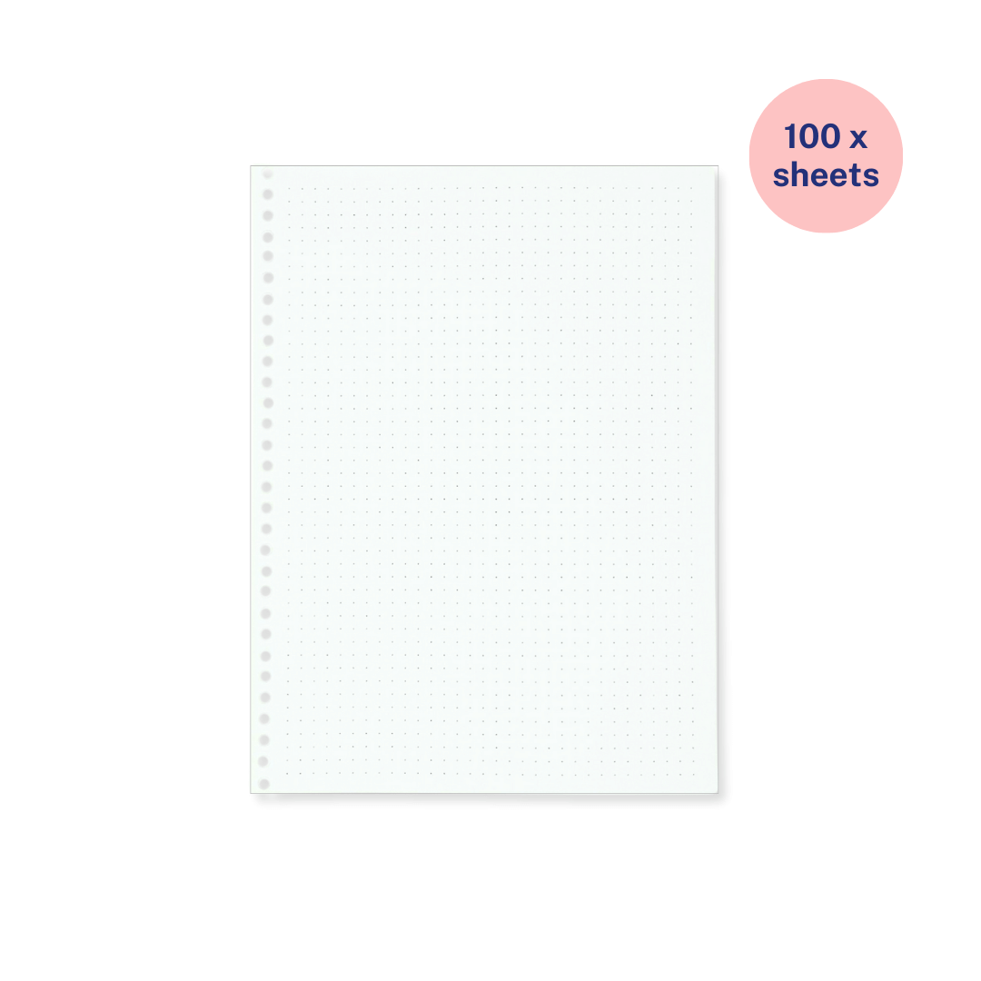 A4 Binder Notebook Refillable Paper Pack - Dot Grid