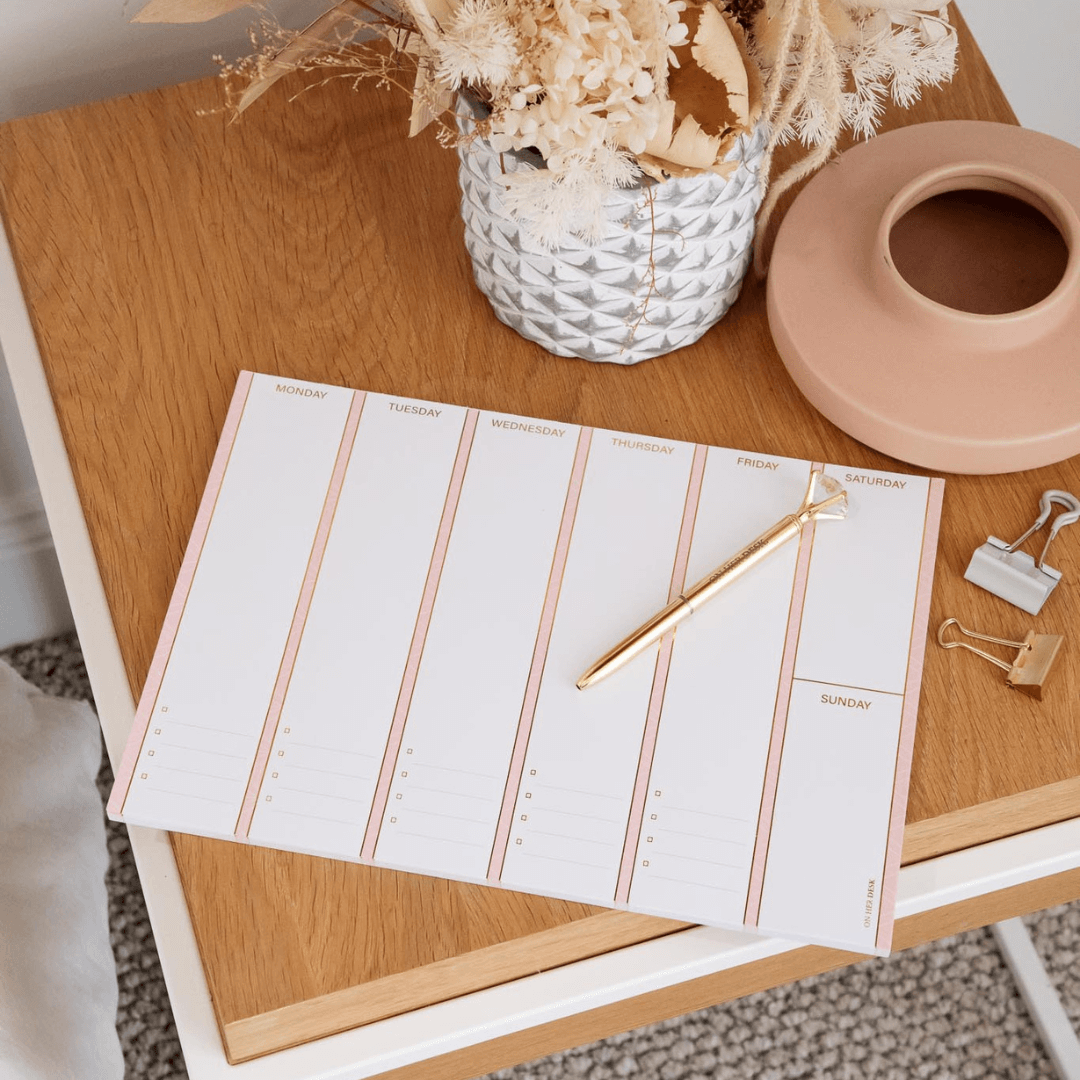 A4 Vertical Weekly Planner Notepad - Pink