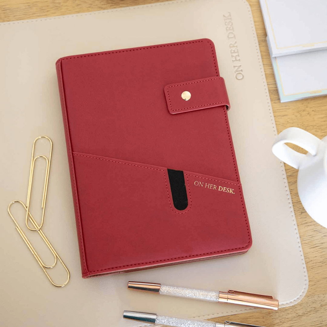 A5 Covered Notebook - Wine Red