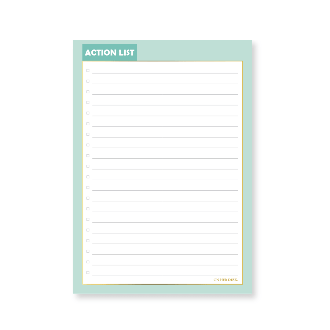 B5 Action List Notepad - Mint Green