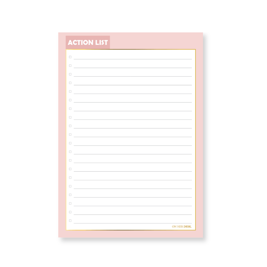 B5 Action List Notepad - Pink