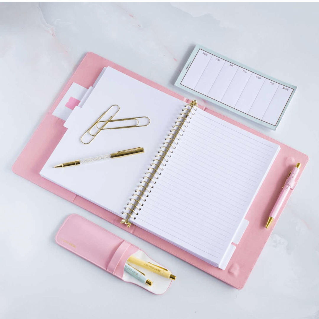B5 Binder Notebook (with tab dividers) - Blush Pink
