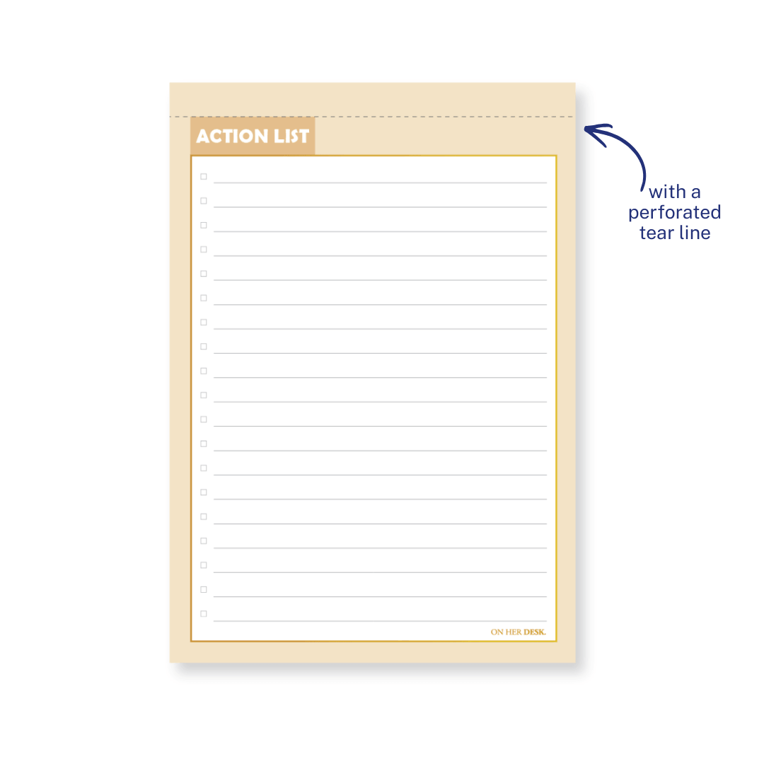 B5 Action List Notepad - Cream (perforated)