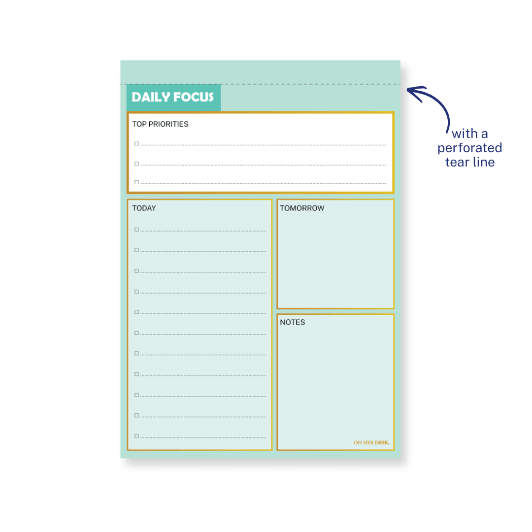 B5 Daily Focus Notepad - Mint Green (perforated)