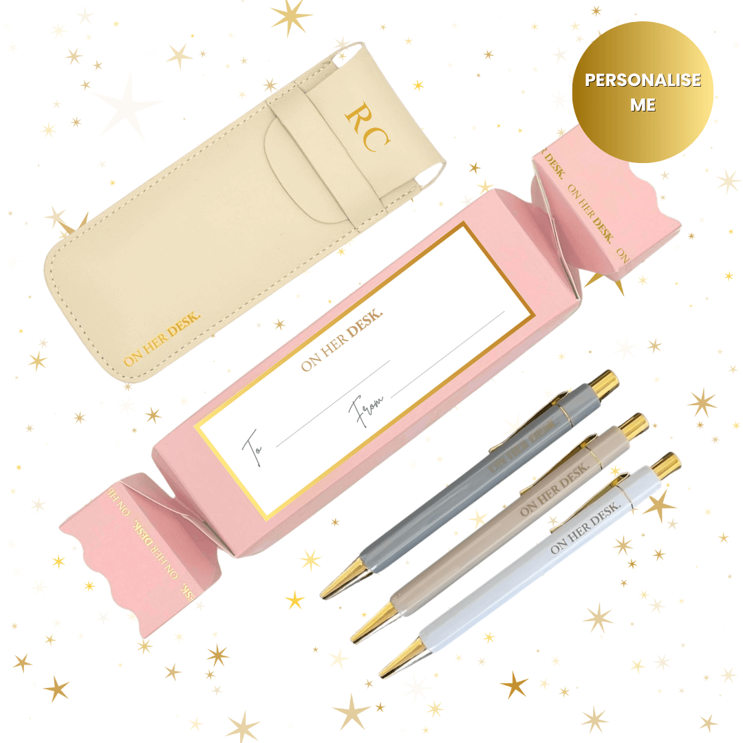 Personalised Trilogy Pen Set Christmas Gift - Cream