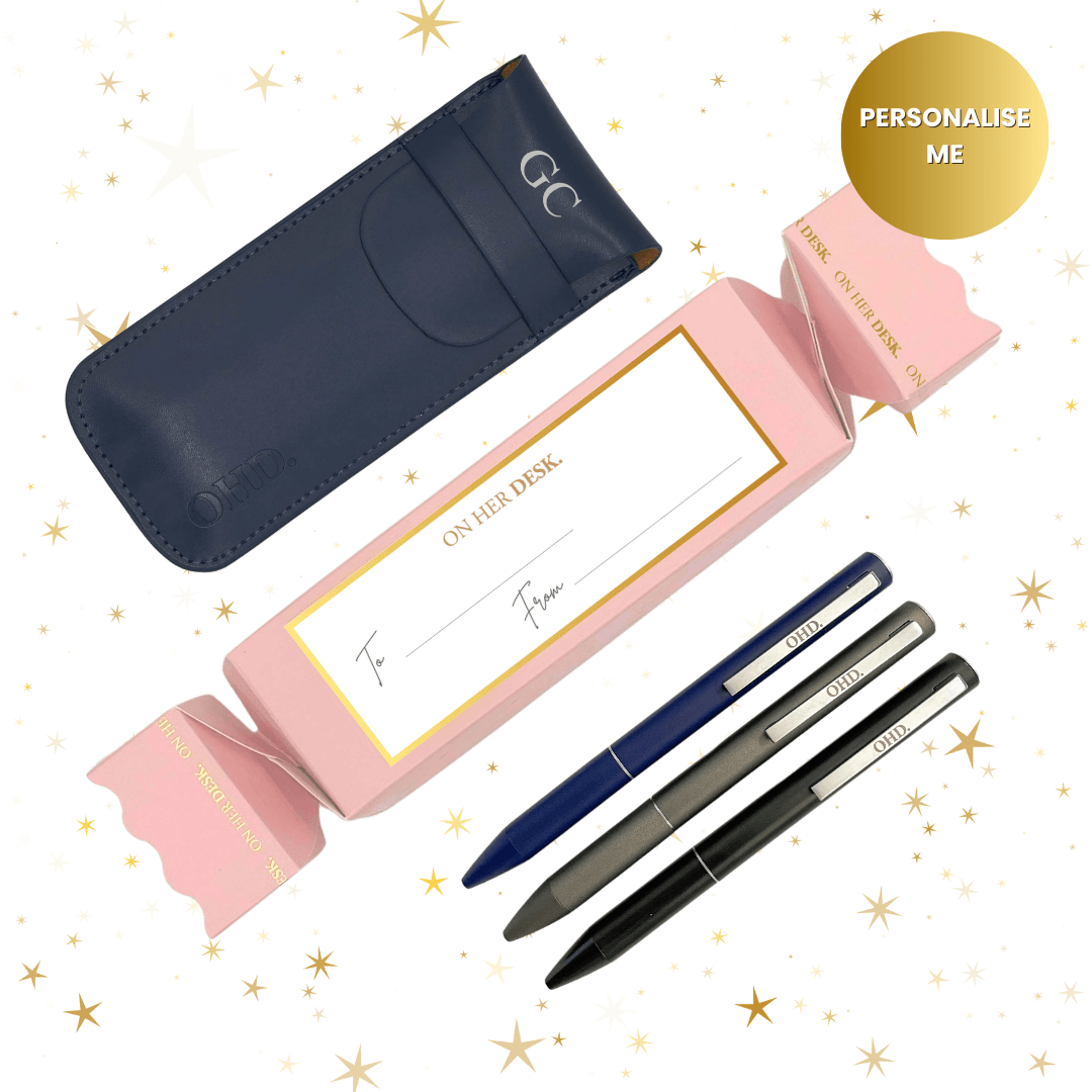 Personalised Trilogy Pen Set Christmas Gift - Navy Blue