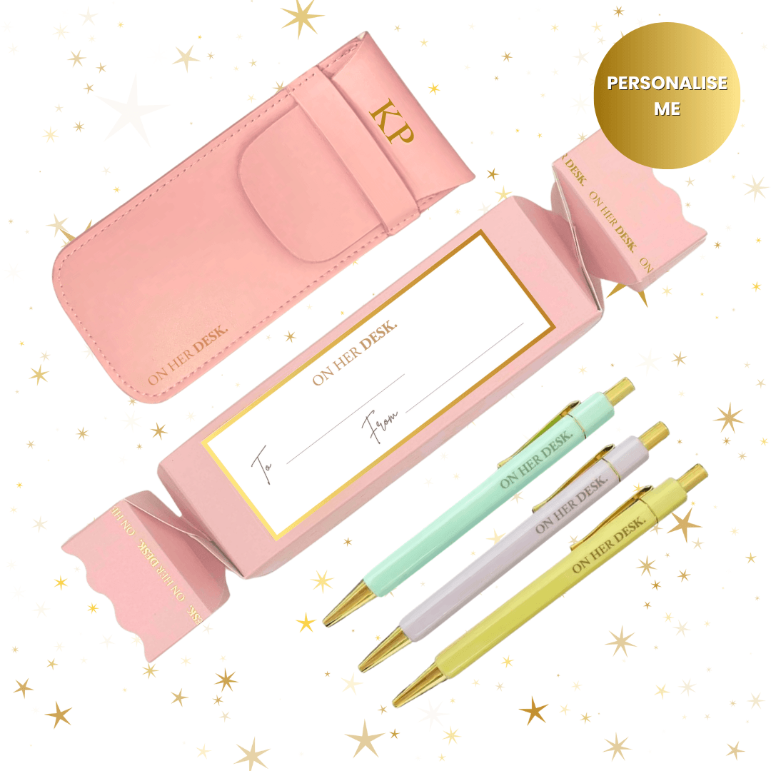 Personalised Trilogy Pen Set Christmas Gift - Pink