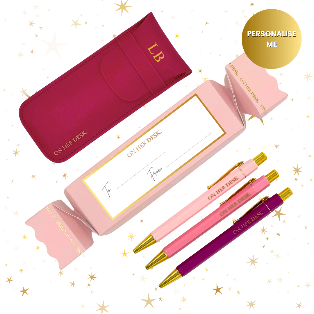 Personalised Trilogy Pen Set Christmas Gift - Rose Red