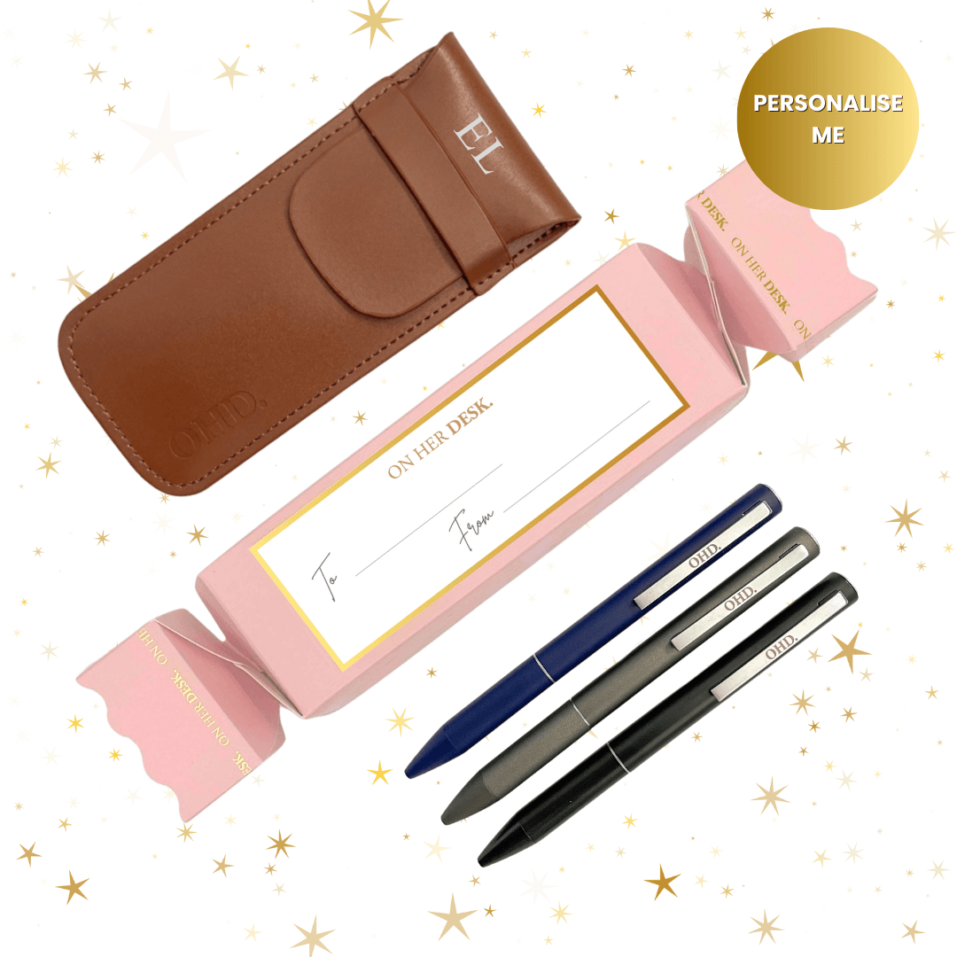 Personalised Trilogy Pen Set Christmas Gift - Walnut Brown
