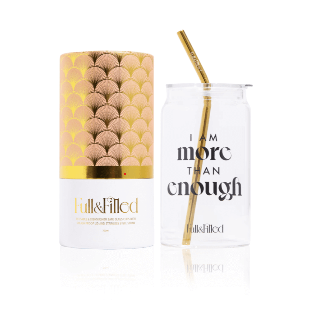 Affirmation Glass Cup - "I am more than enough" (by Full & Filled)
