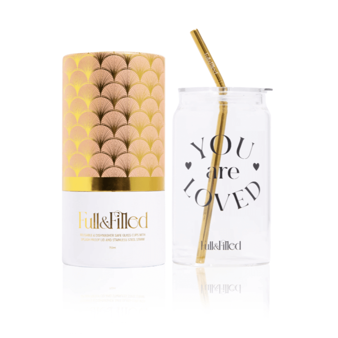 Affirmation Glass Cup - "You are loved" (by Full & Filled)