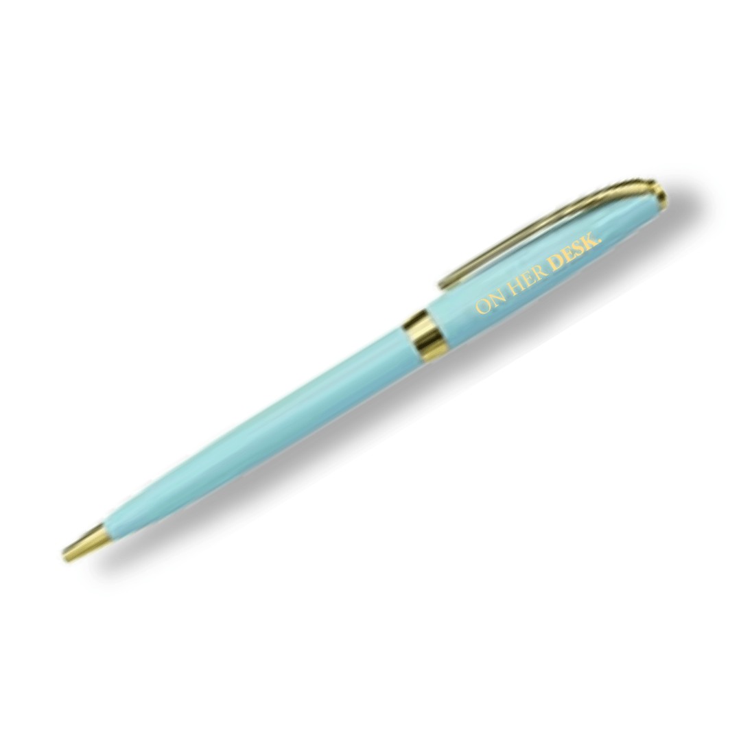 Twist Metal Ballpoint Pen - Sky Blue & Gold