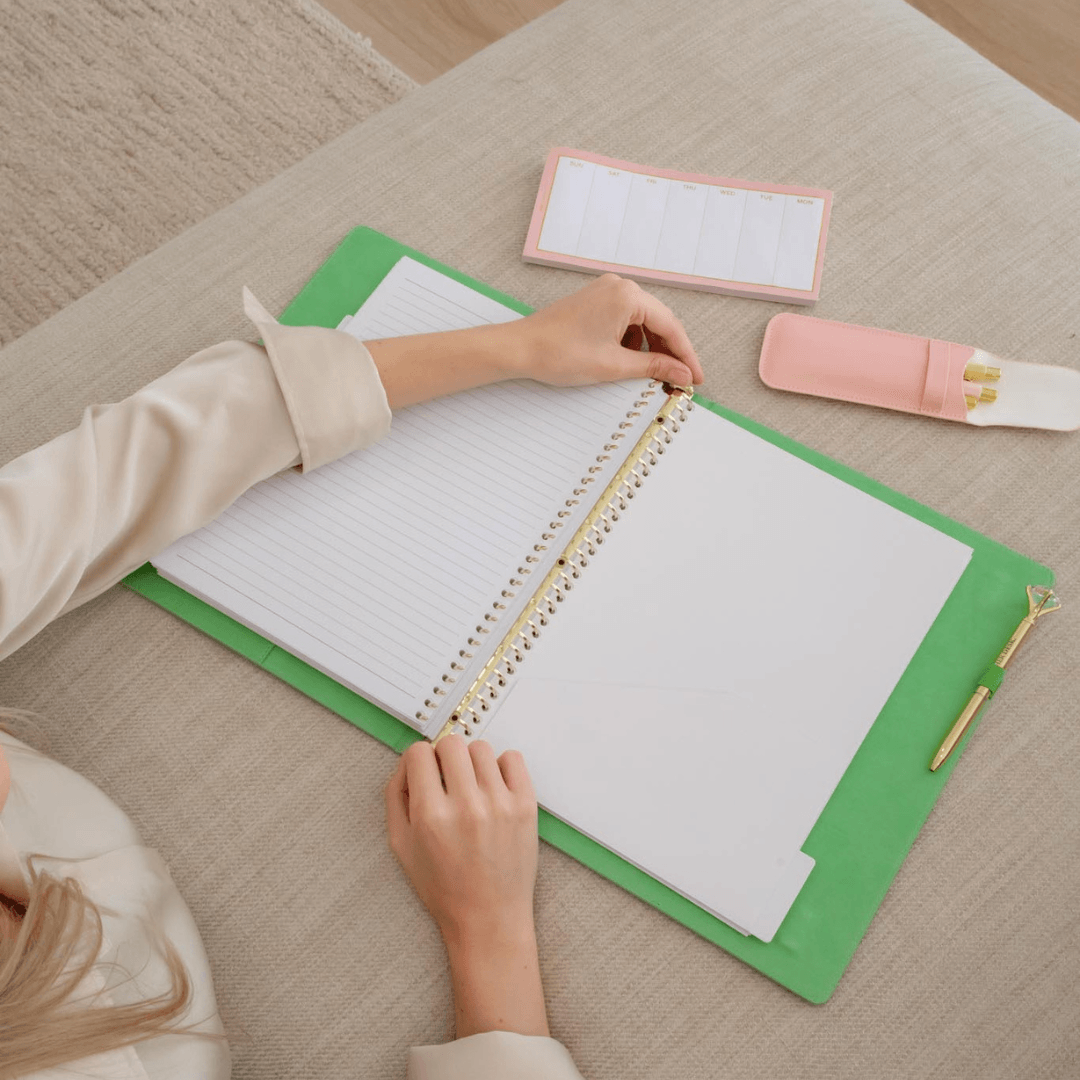 A4 Binder Notebook (with tab dividers) - Apple Green