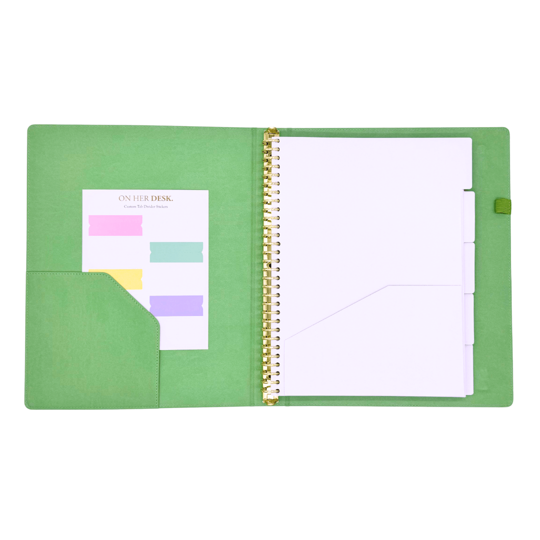 A4 Binder Notebook (with tab dividers) - Apple Green