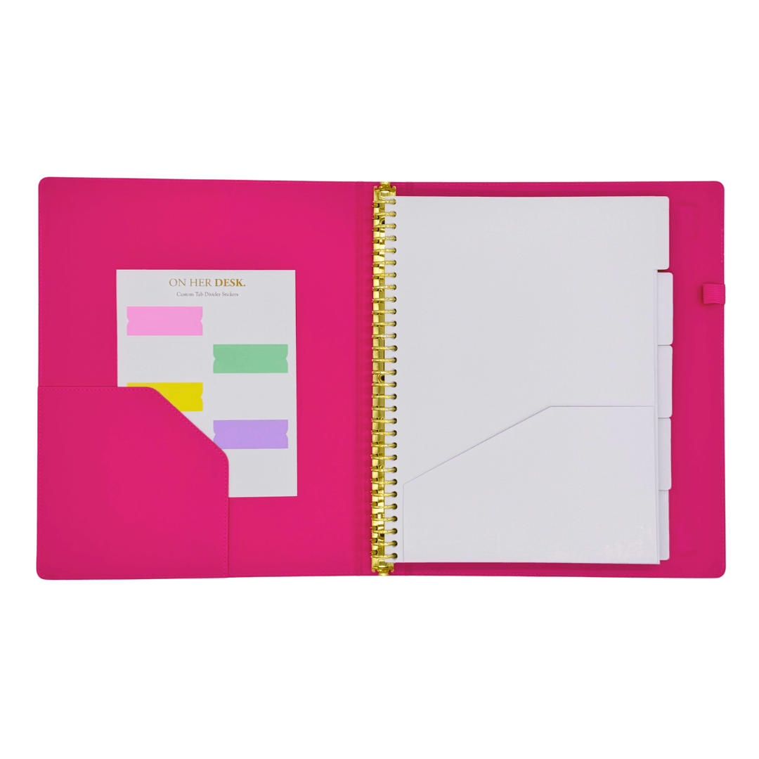 A4 Binder Notebook (with tab dividers) - Hot Pink