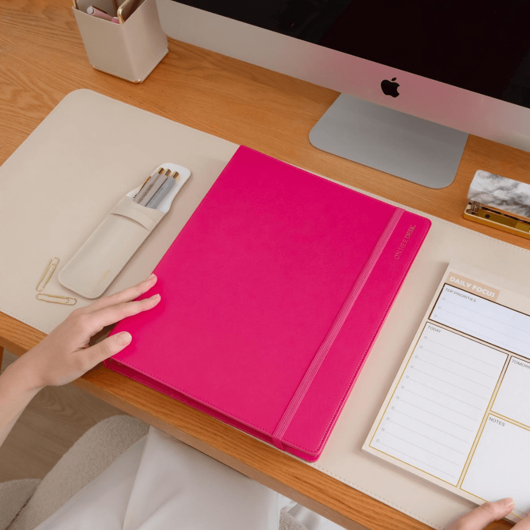 A4 Binder Notebook (with tab dividers) - Hot Pink