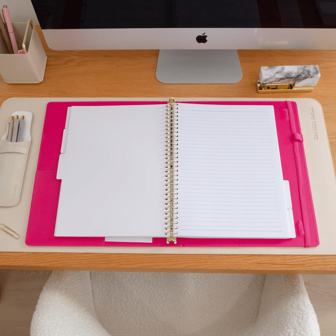 A4 Binder Notebook (with tab dividers) - Hot Pink