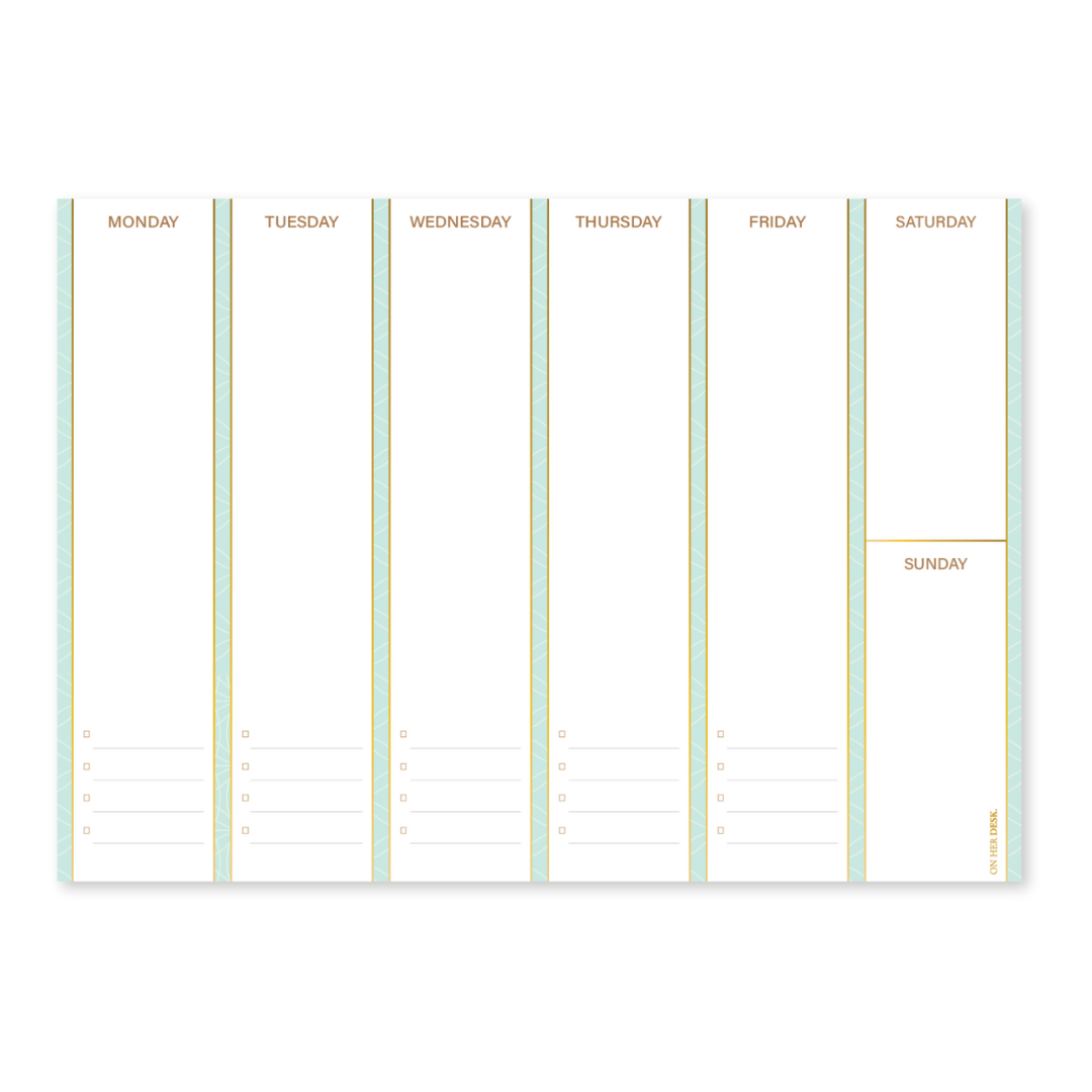 A4 Vertical Weekly Planner Notepad - Mint Green