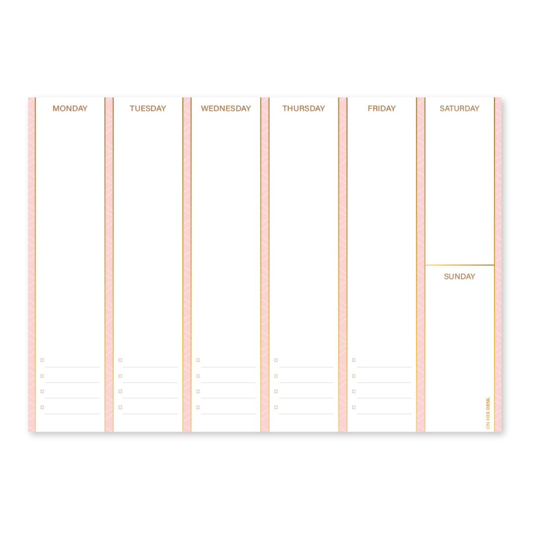 A4 Vertical Weekly Planner Notepad - Pink