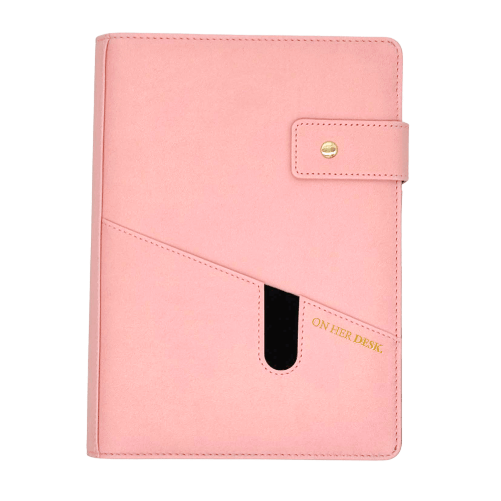 A5 Covered Notebook - Blush Pink Vegan Leather | On Her Desk