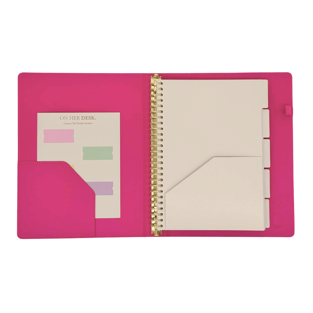 B5 Binder Notebook (with tab dividers) - Hot Pink