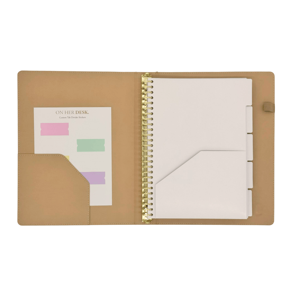 Refillable B5 Binder Notebook with Tab Dividers - Latte Vegan Leather ...