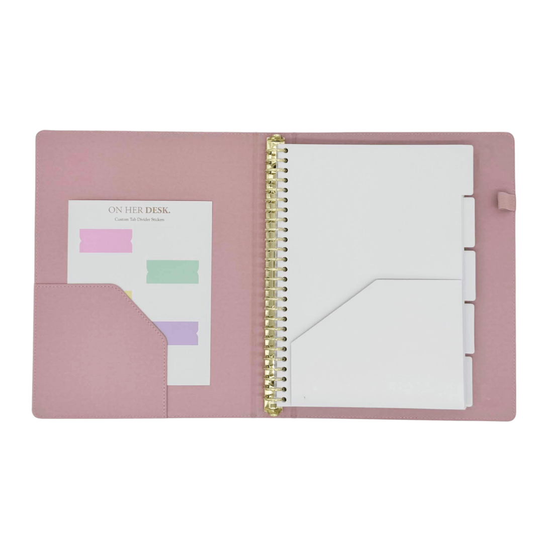 Refillable B5 Binder Notebook with Tab Dividers - Mauve Vegan Leather ...