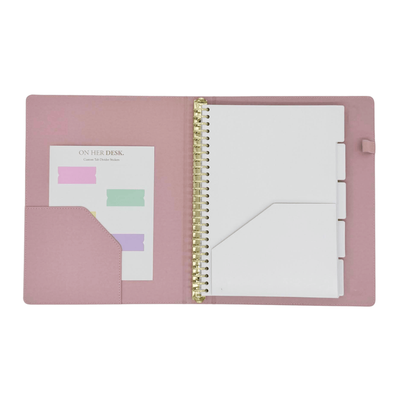 Refillable B5 Binder Notebook with Tab Dividers - Mauve Vegan Leather ...