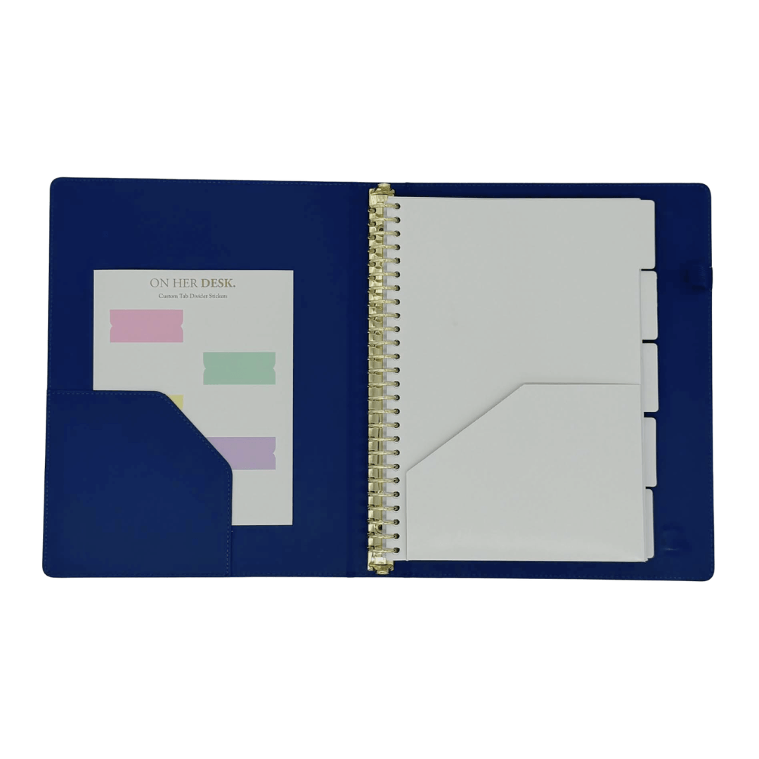 Refillable B5 Binder Notebook with Tab Dividers - Navy Blue Vegan ...