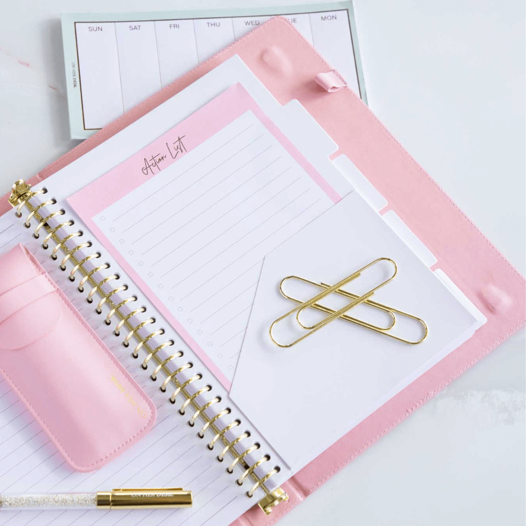 B5 Binder Notebook (with tab dividers) - Blush Pink