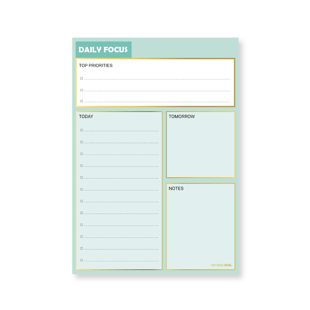 B5 Daily Focus Notepad - Mint Green