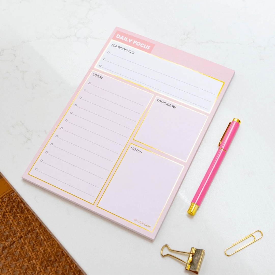 B5 Daily Focus Notepad - Pink