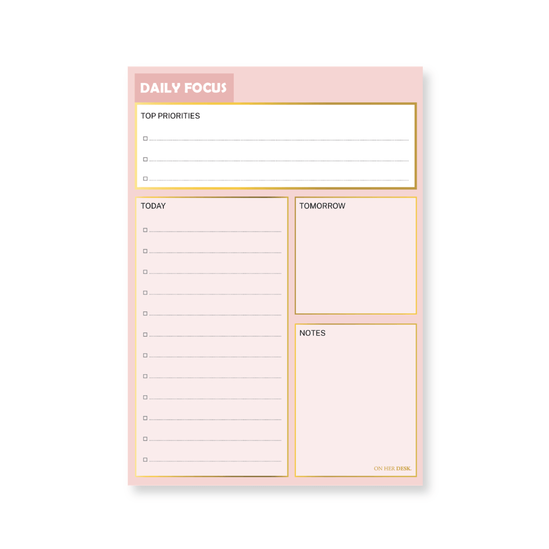 B5 Daily Focus Notepad - Pink