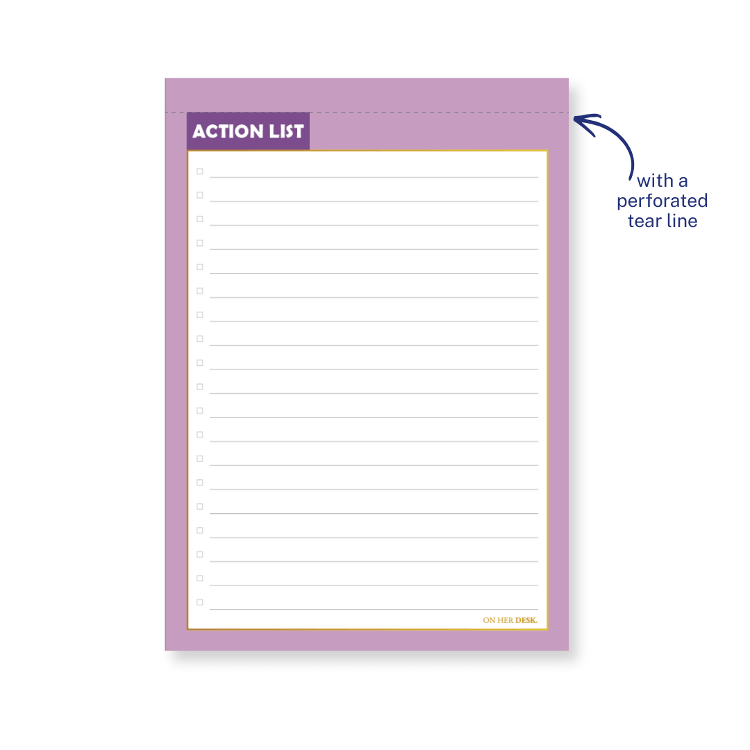 B5 Action List Notepad - Lilac (perforated)