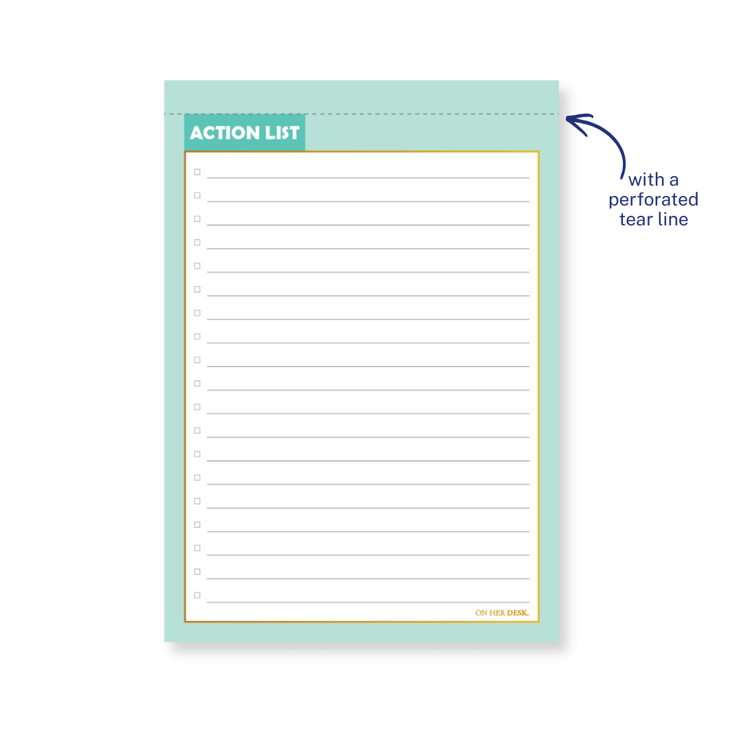 B5 Action List Notepad - Mint Green (perforated)