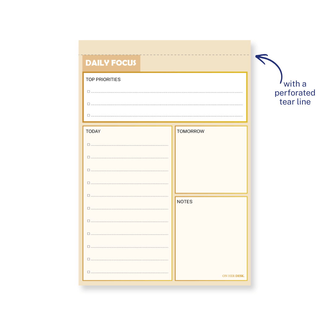 B5 Daily Focus Notepad - Cream (perforated)