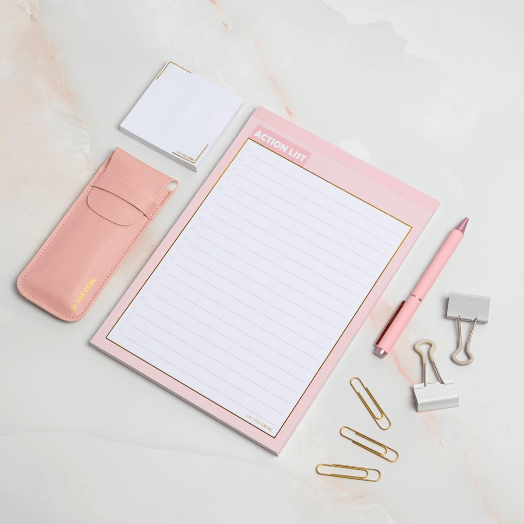 B5 Action List Notepad - Pink (perforated)