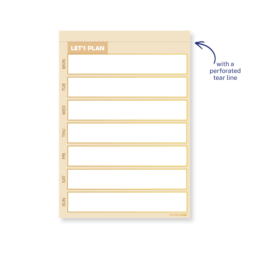 B5 Weekly Planner Notepad - Cream (perforated)