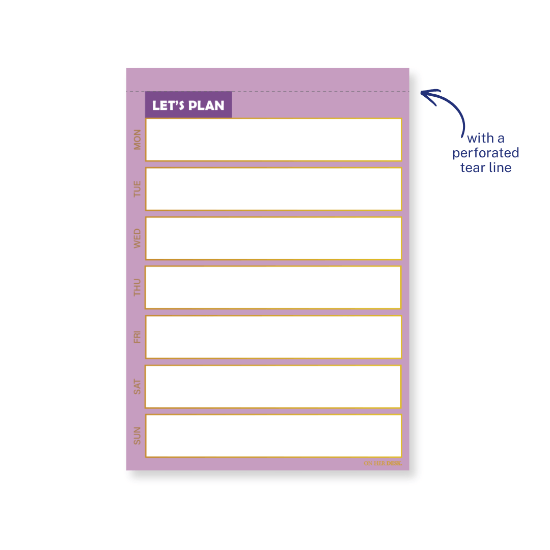 B5 Weekly Planner Notepad - Lilac (perforated)