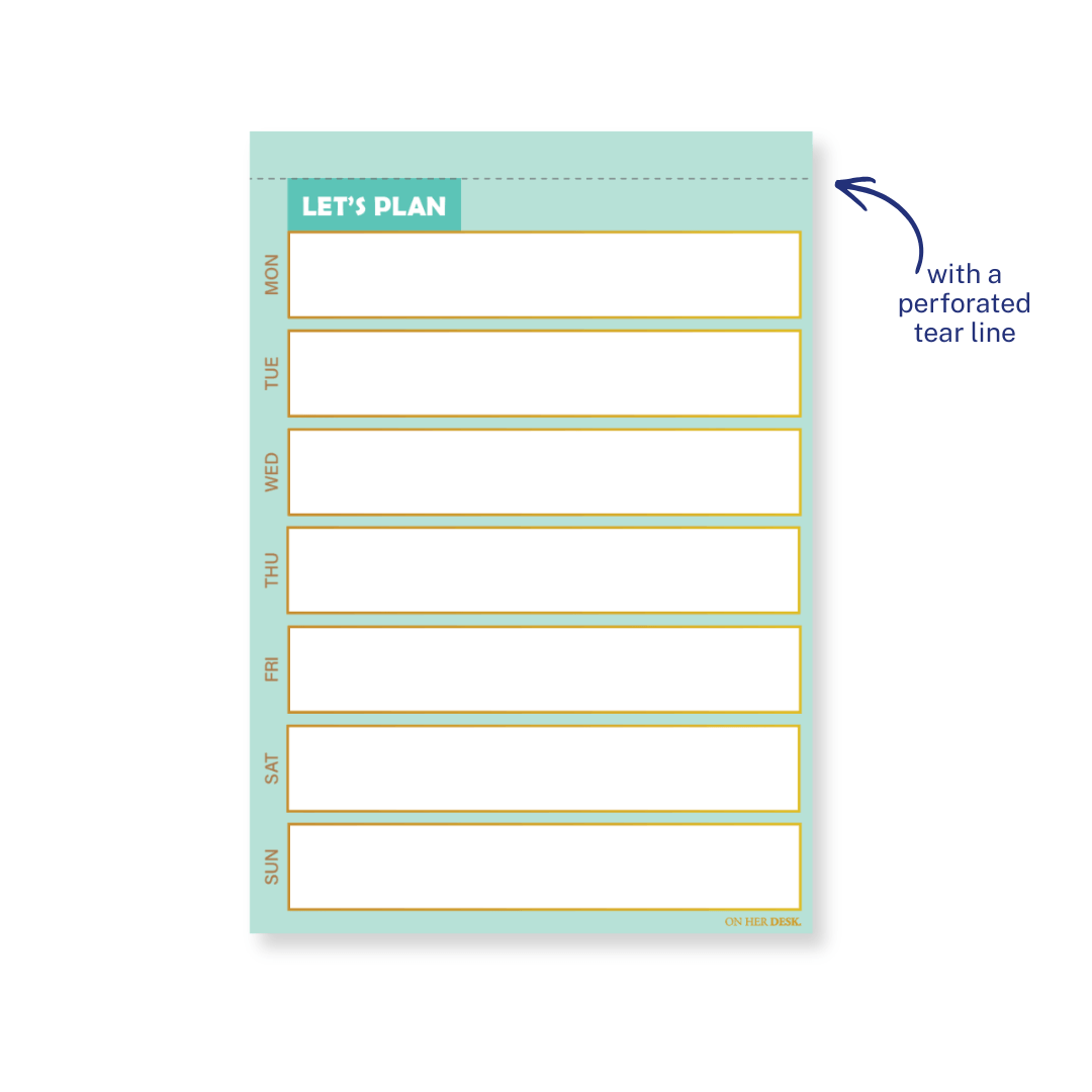 B5 Weekly Planner Notepad - Mint Green (perforated)