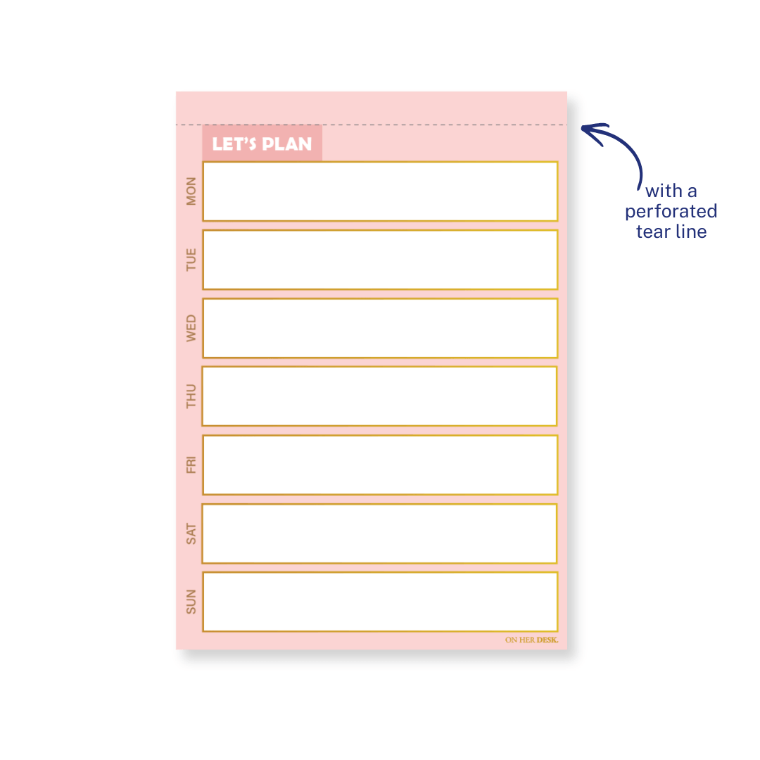 B5 Weekly Planner Notepad - Pink (perforated)