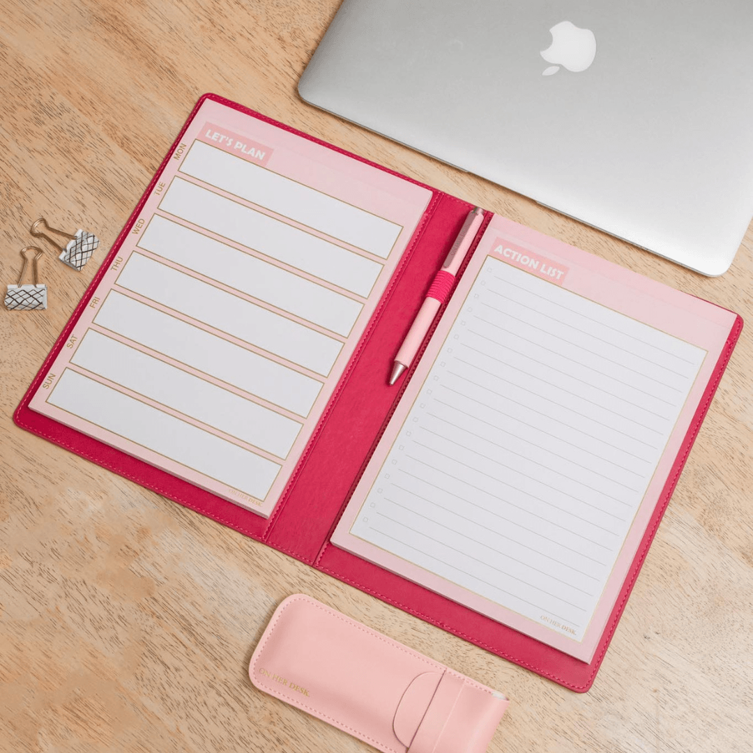 B5 Refillable Notepad Organiser - Rose Red