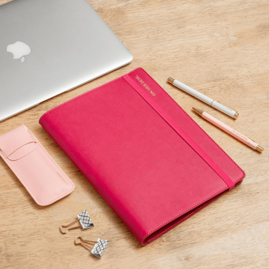 B5 Refillable Notepad Organiser - Rose Red