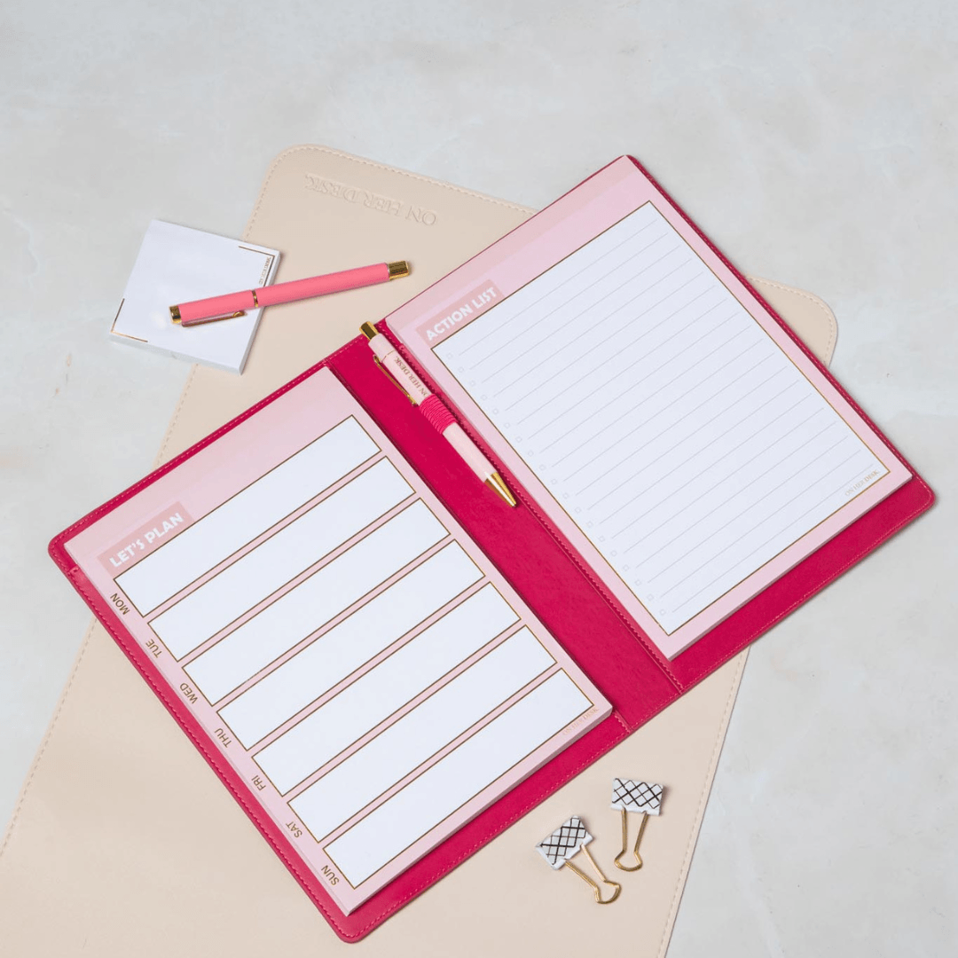 B5 Refillable Notepad Organiser - Rose Red