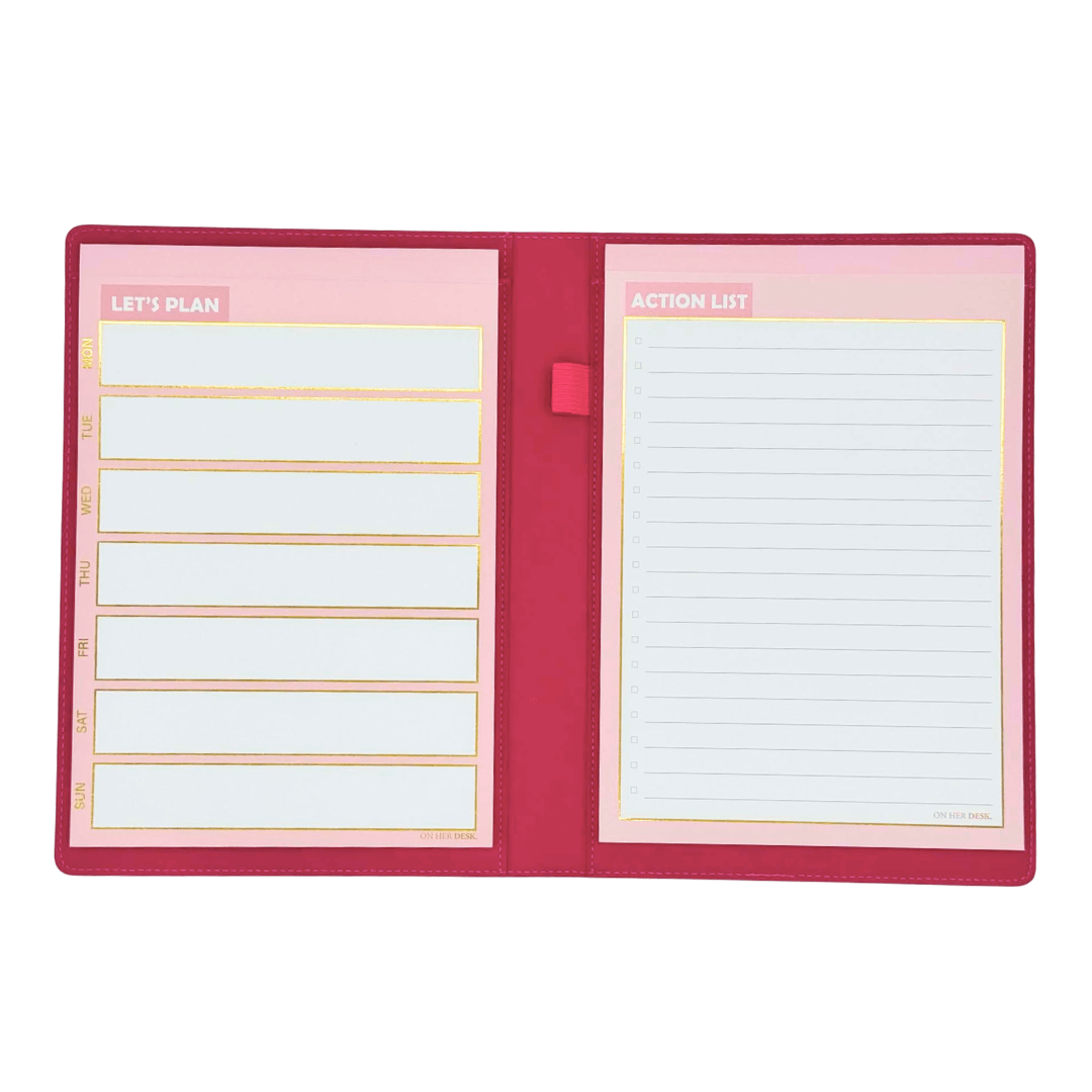 B5 Refillable Notepad Organiser - Rose Red