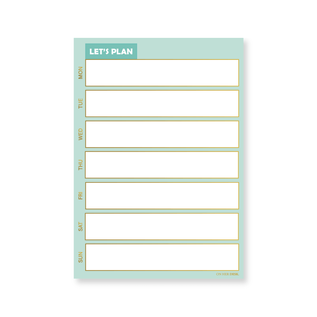 B5 Weekly Planner Notepad - Mint Green