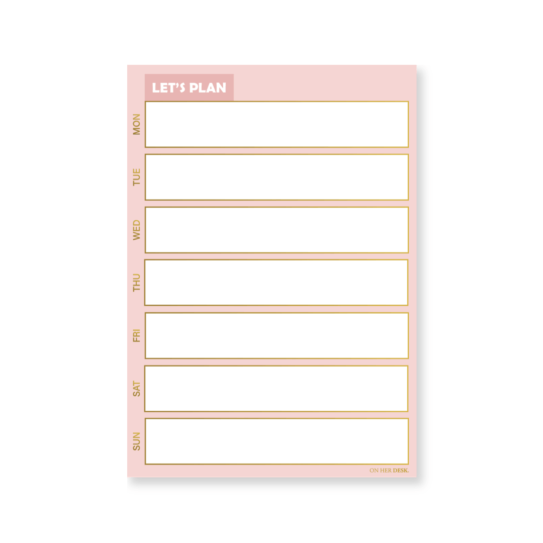 B5 Weekly Planner Notepad - Pink