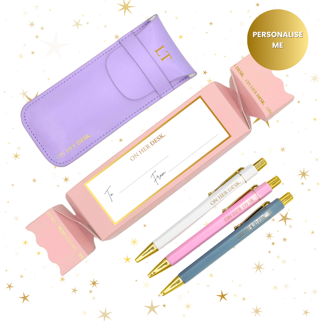 Personalised Trilogy Pen Set Christmas Gift - Lilac