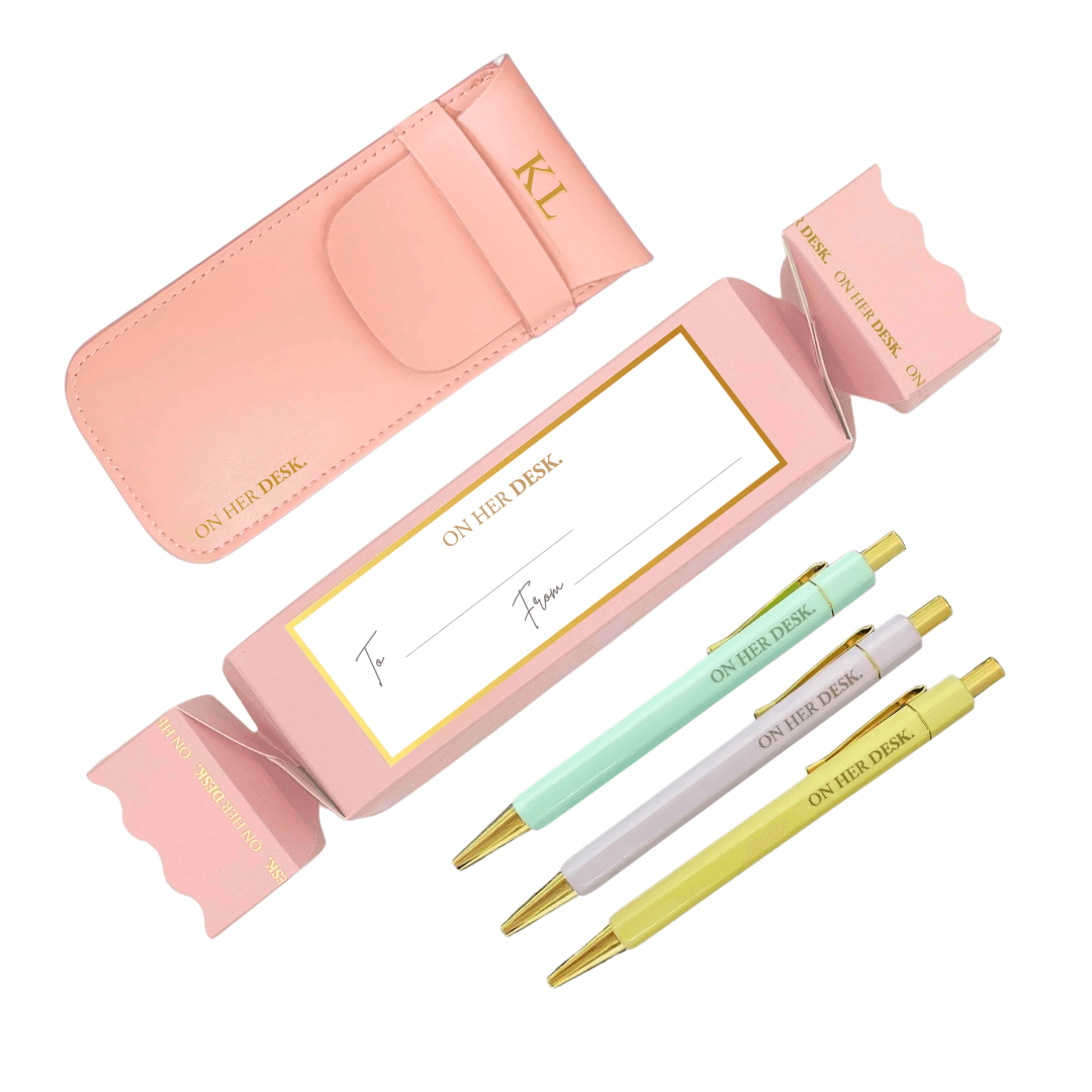 Personalised Stationery Christmas Gift | Trilogy Pen Set - Pink